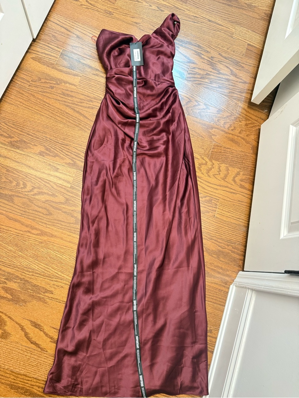 Babyboo Thalassa Maxi Dress Cherry Lacquer Burgundy Satin Corset Formal S NWT